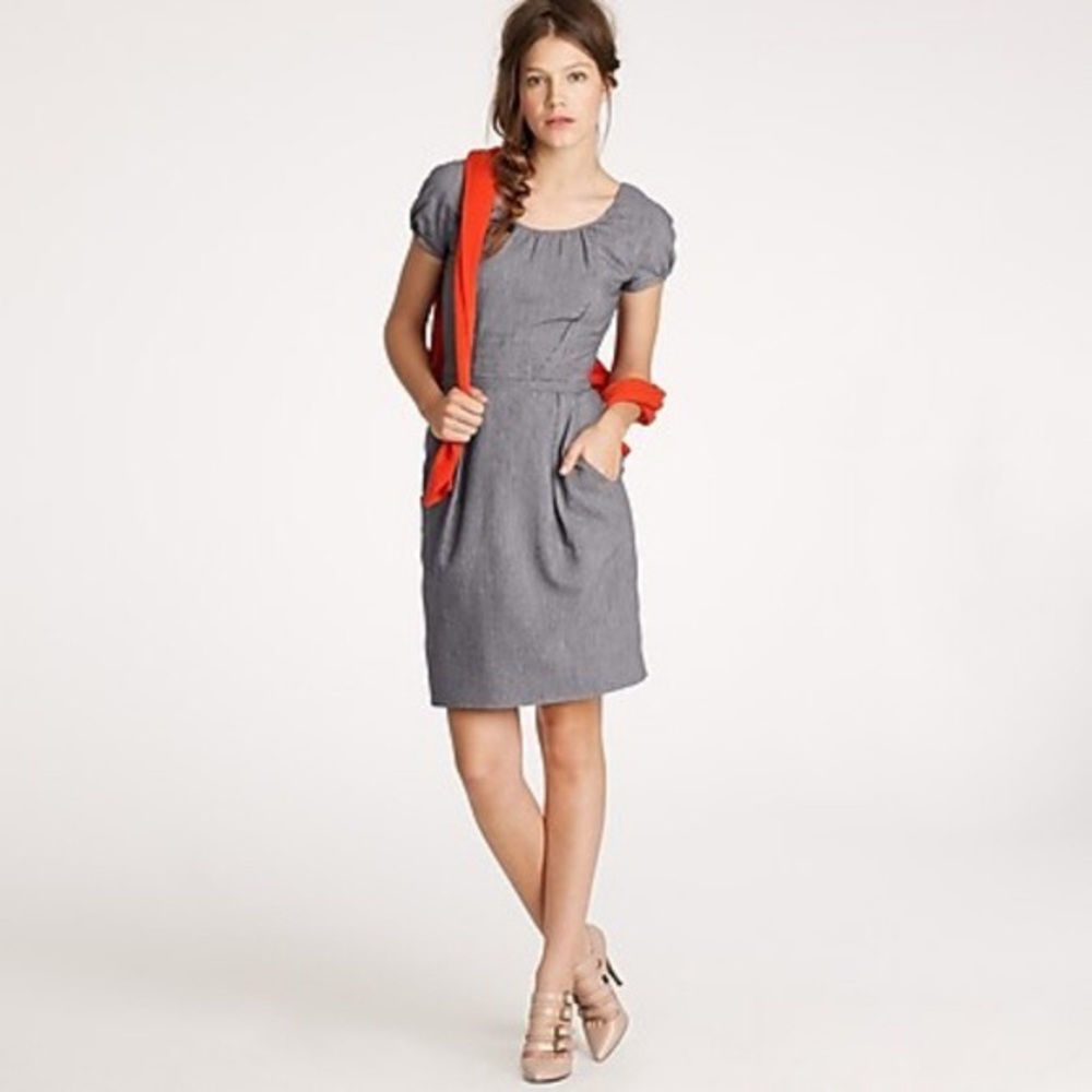 J.CREW Pinstriped Darla Cap Sleeve Dress A17